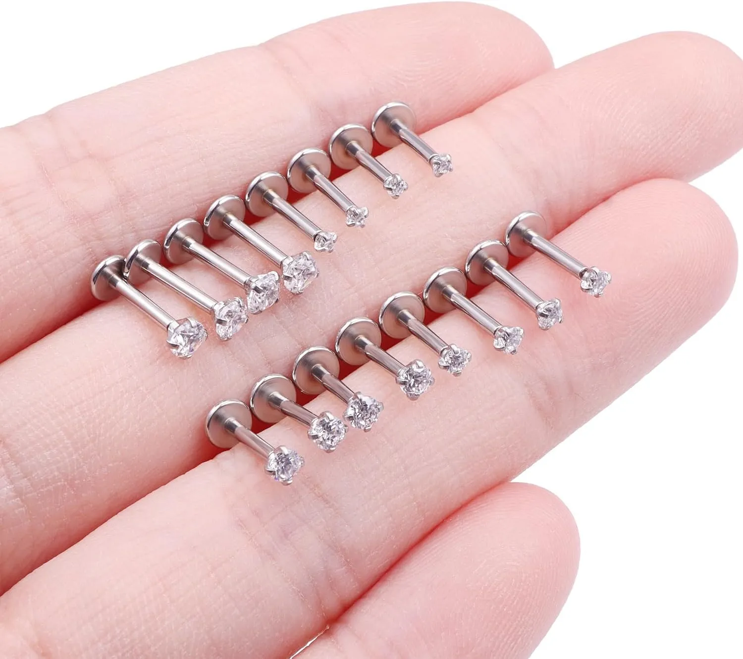 20G 18G 16G Threadless Lip Rings Surgical Steel Flat Back Earrings Labret Jewelry Medusa Monroe Snake Bite Lip Ring Tragus Helix Cartilage Forward Earrings Piercing Jewelry for Women Men