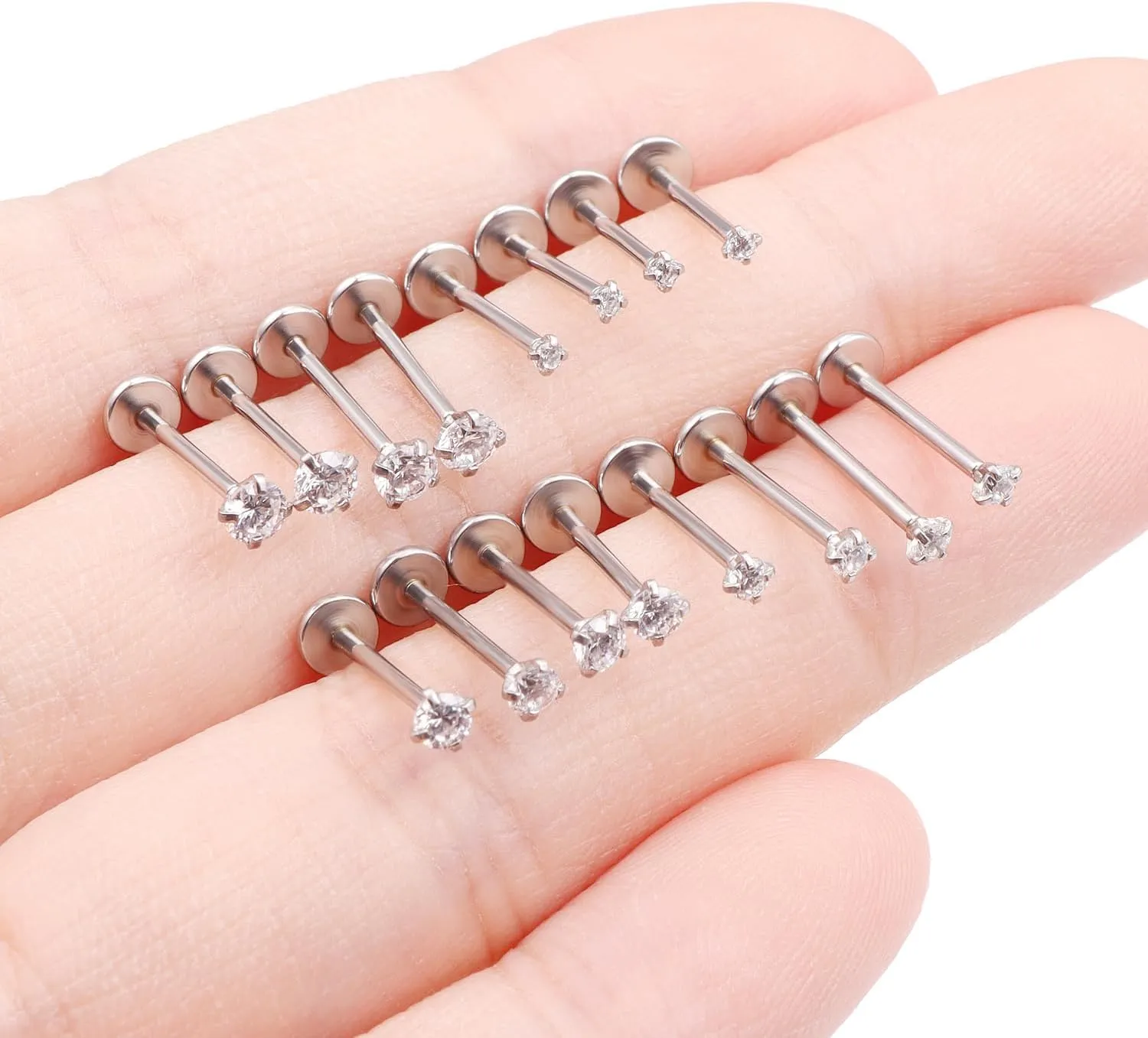 20G 18G 16G Threadless Lip Rings Surgical Steel Flat Back Earrings Labret Jewelry Medusa Monroe Snake Bite Lip Ring Tragus Helix Cartilage Forward Earrings Piercing Jewelry for Women Men