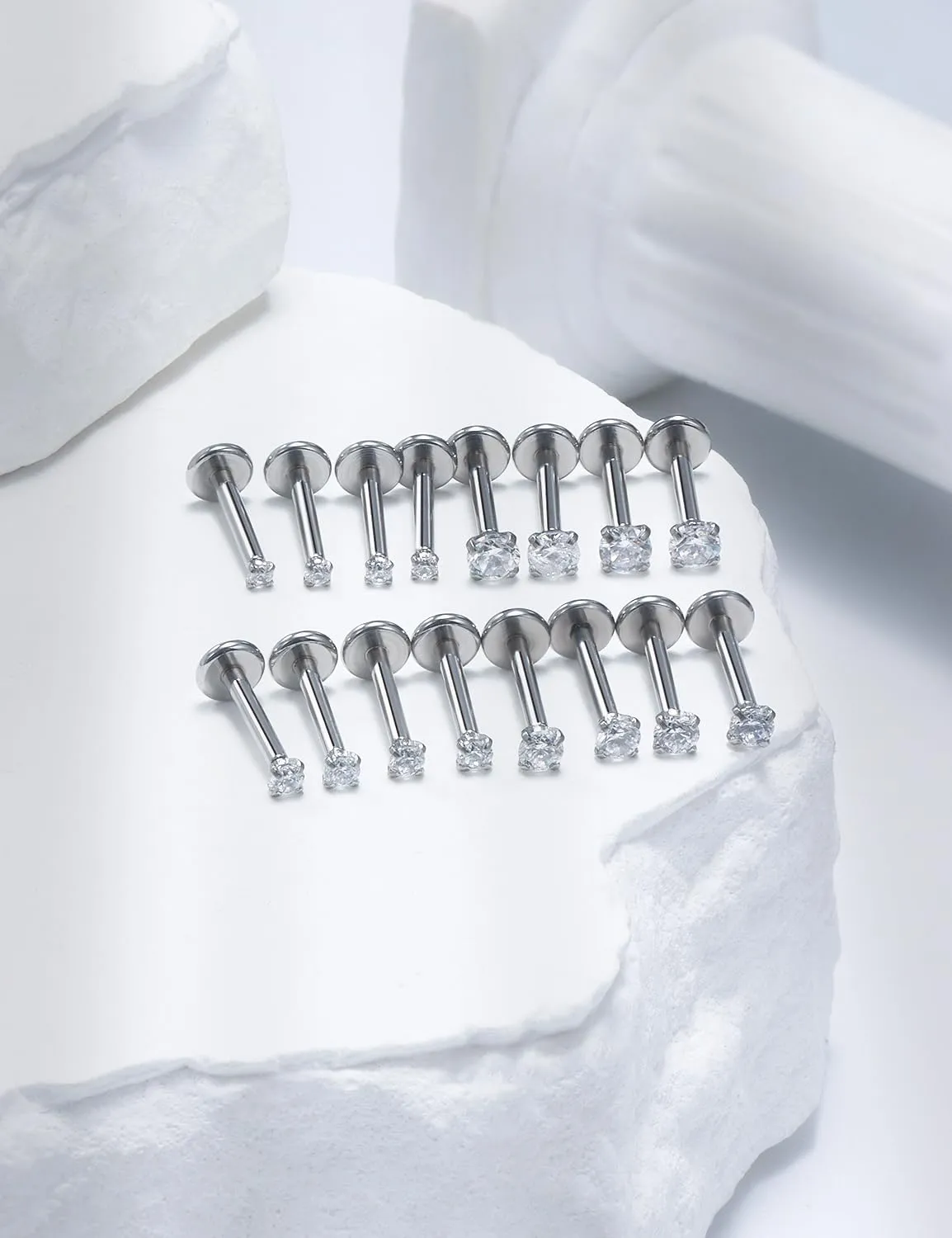 20G 18G 16G Threadless Lip Rings Surgical Steel Flat Back Earrings Labret Jewelry Medusa Monroe Snake Bite Lip Ring Tragus Helix Cartilage Forward Earrings Piercing Jewelry for Women Men