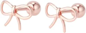 20G Minimalist Hollow Out Bow Stud Earrings For Women Delicate S925 Sterling Silver Screw Back Helix Sensitive Ears Cartilage Pierced Hypoallergenic Studs Chic Valentine's Day Birthday Gift