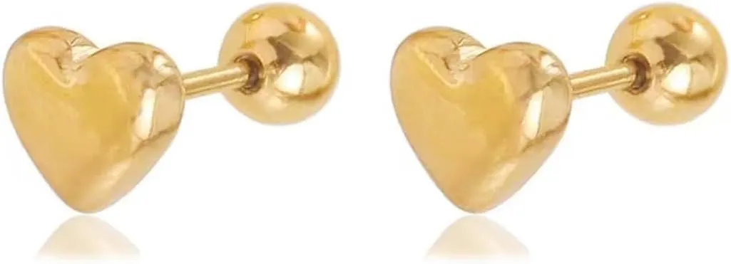 20G Tiny Cute Heart Stud Earring for Women Gold Plated Titanium Steel Sweet Love Screw Back Studs Earrings Cartilage Body Piercing Studs Chic Jewelry for Wedding