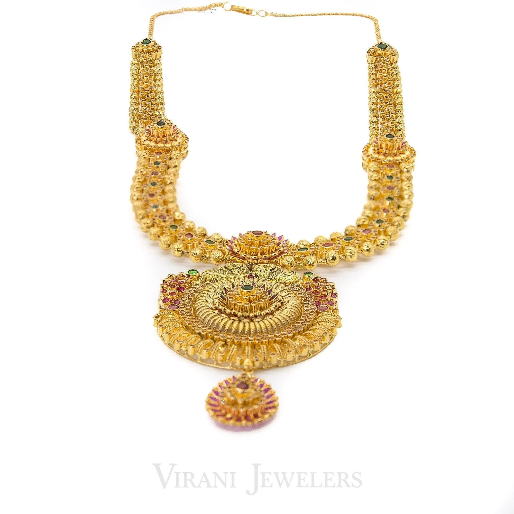 22K Gold Antique Necklace and Earrings Set
