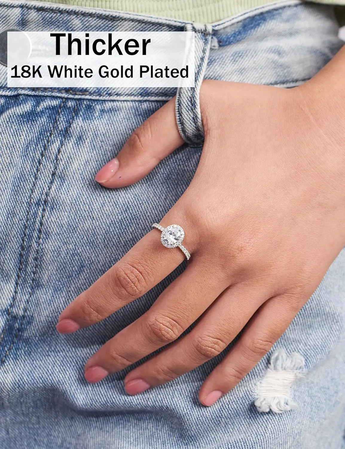 2CT Pear Shaped Engagement Rings for Women Teardrop Sterling Silver Rings with 18K White Gold Plated Cubic Zirconia Wedding Rings for Women Promise Rings for Her