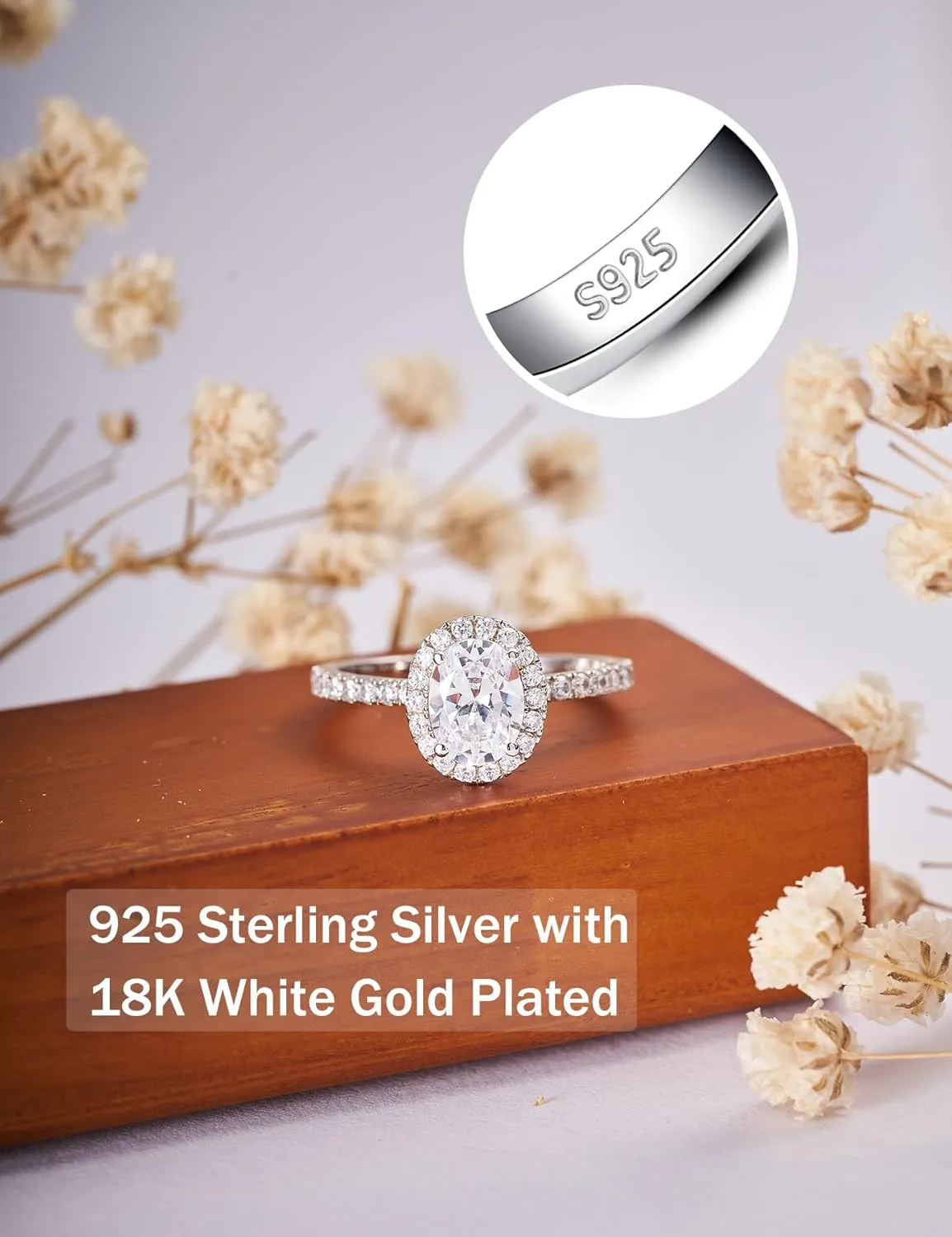 2CT Pear Shaped Engagement Rings for Women Teardrop Sterling Silver Rings with 18K White Gold Plated Cubic Zirconia Wedding Rings for Women Promise Rings for Her