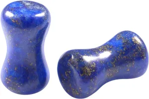 2pc Organic Lapis Lazuli Stone Double Flared Saddle Plug 4g (5mm) Gauge Earring Tunnel Ear Lobe Stretcher Piercing Jewelry