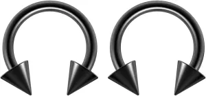 2pc Surgical Stainless Steel Horseshoe Hoop 4mm Spike Circular Barbells Earrings Cartilage Helix Septum Nose Lip Rings Spike (choose Color, Gauge, Diameter)