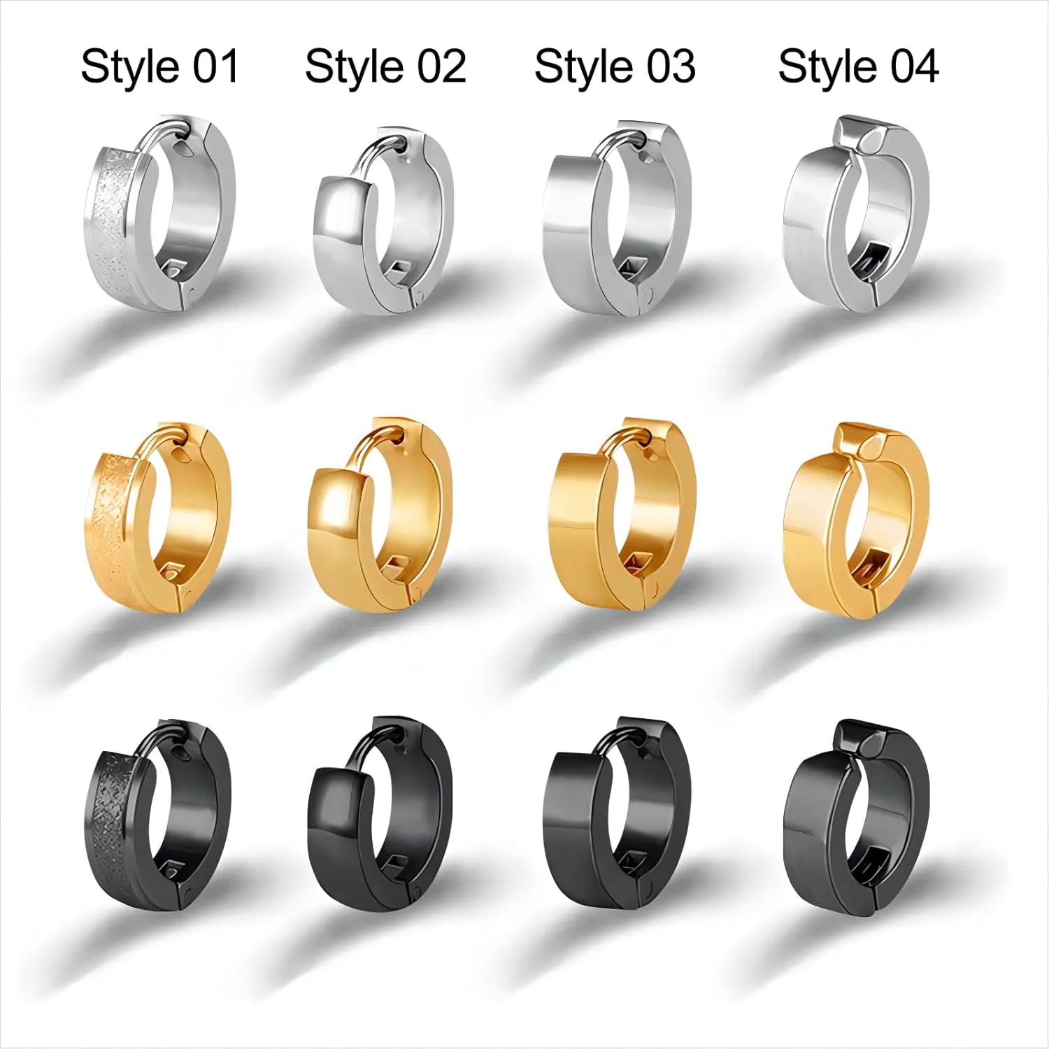 2PCS Gold Earrings for Women,Stainless Steel Hypoallergenic Earrings Studs Fashion Chunky Ear Rings Small Big Hoop Earrings Jewelry for Birthday Party