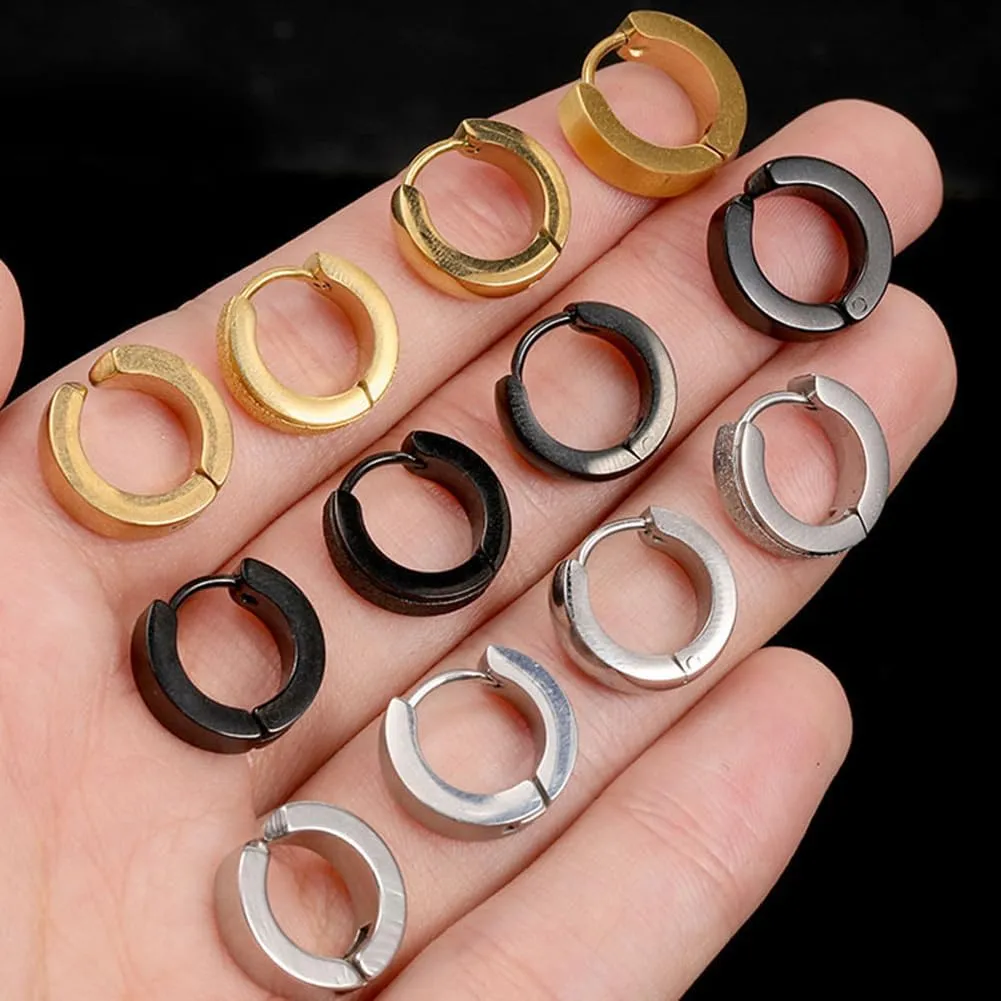 2PCS Gold Earrings for Women,Stainless Steel Hypoallergenic Earrings Studs Fashion Chunky Ear Rings Small Big Hoop Earrings Jewelry for Birthday Party