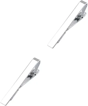 2pcs Necktie Clip Metal Clasp Pins for Men Stylish Functional Silver Tie Tack Pins