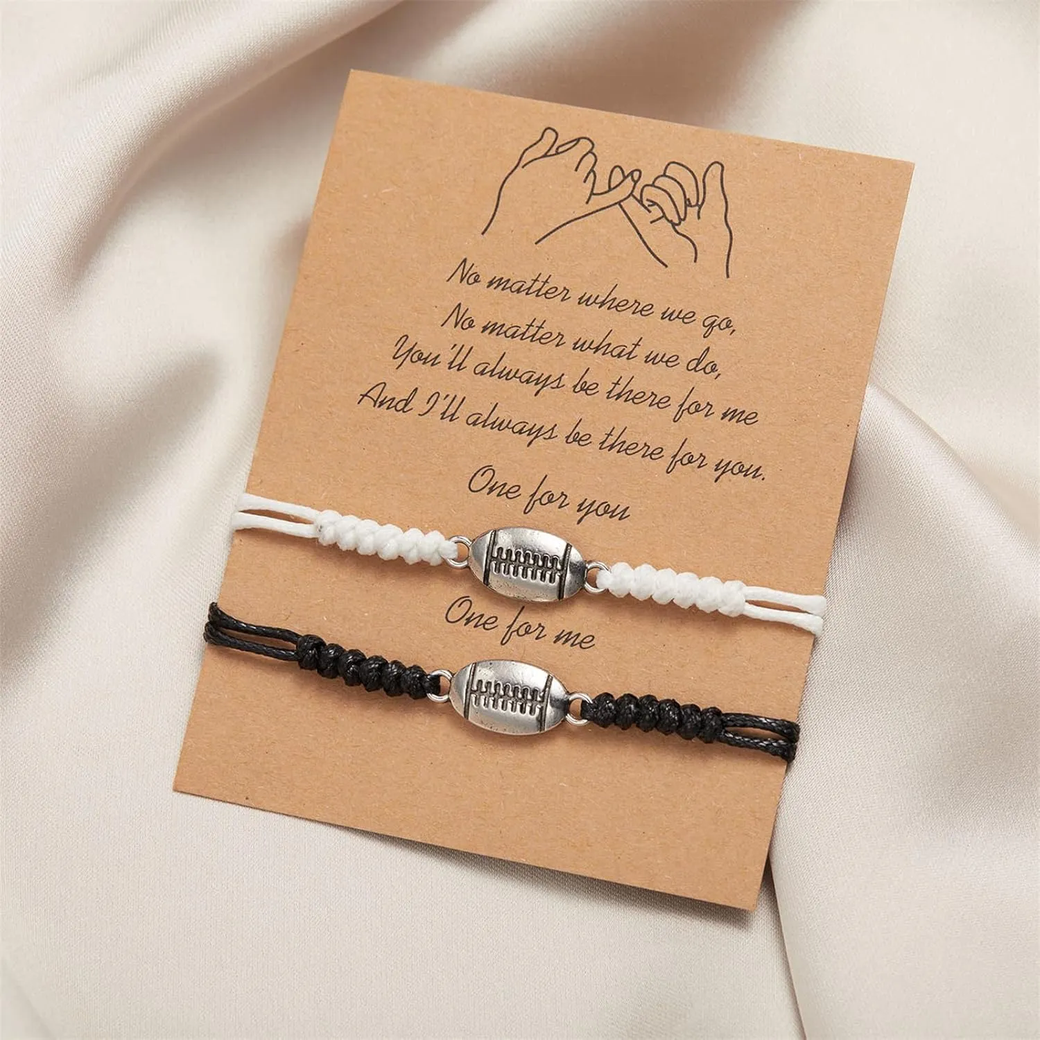 2PCS Sports Balls Bracelets for Women Men Handmade Adjustable Braided Sportybella Baseball Bracelet Couple black and white Rugby Sports Bracelets BFF Friendship Jewelry