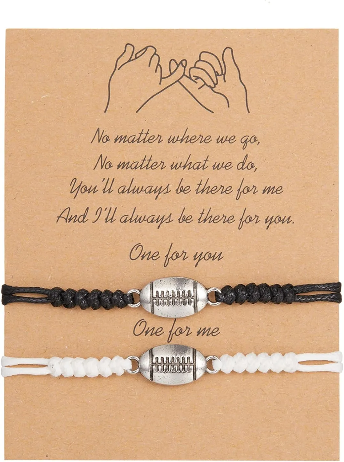 2PCS Sports Balls Bracelets for Women Men Handmade Adjustable Braided Sportybella Baseball Bracelet Couple black and white Rugby Sports Bracelets BFF Friendship Jewelry