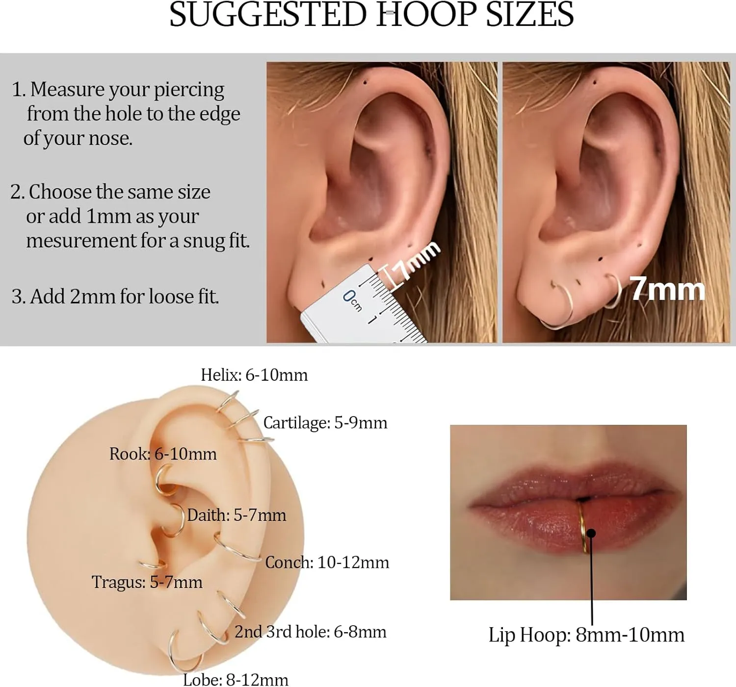 2Pcs Titanium Nose Rings 20G 18G 16G Nose Rings Hoops Septum Clicker Hinged Segment Ring Cartilage Helix Tragus Conch Daith Rook Nostril Hoop Piercing Earring, Diameter 5mm to 12mm Silver-Gold-Rose Gold-Black
