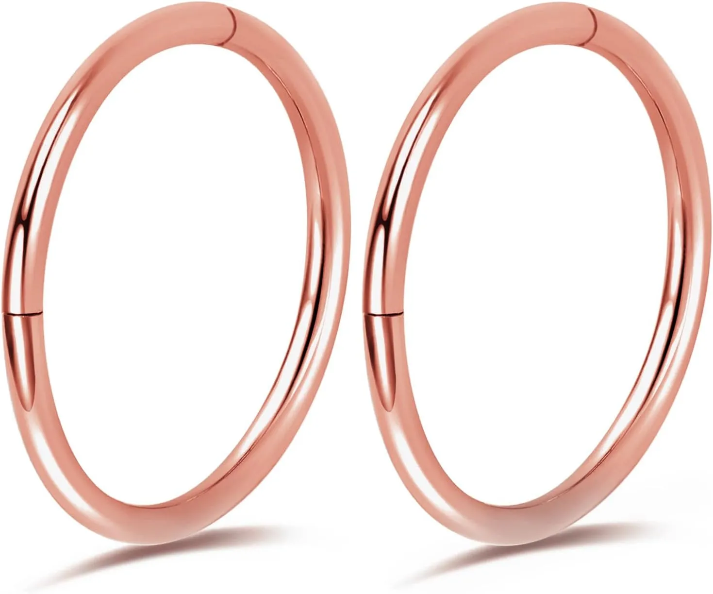 2Pcs Titanium Nose Rings 20G 18G 16G Nose Rings Hoops Septum Clicker Hinged Segment Ring Cartilage Helix Tragus Conch Daith Rook Nostril Hoop Piercing Earring, Diameter 5mm to 12mm Silver-Gold-Rose Gold-Black