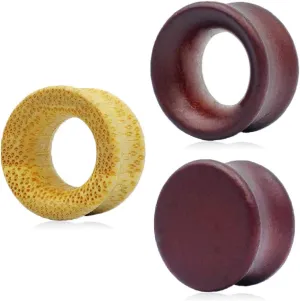 3 Pairs 0g-3/4 Wood Wooden Ear Gauges, Organic Ear Expander Stretcher Plugs and Tunnels for Ears