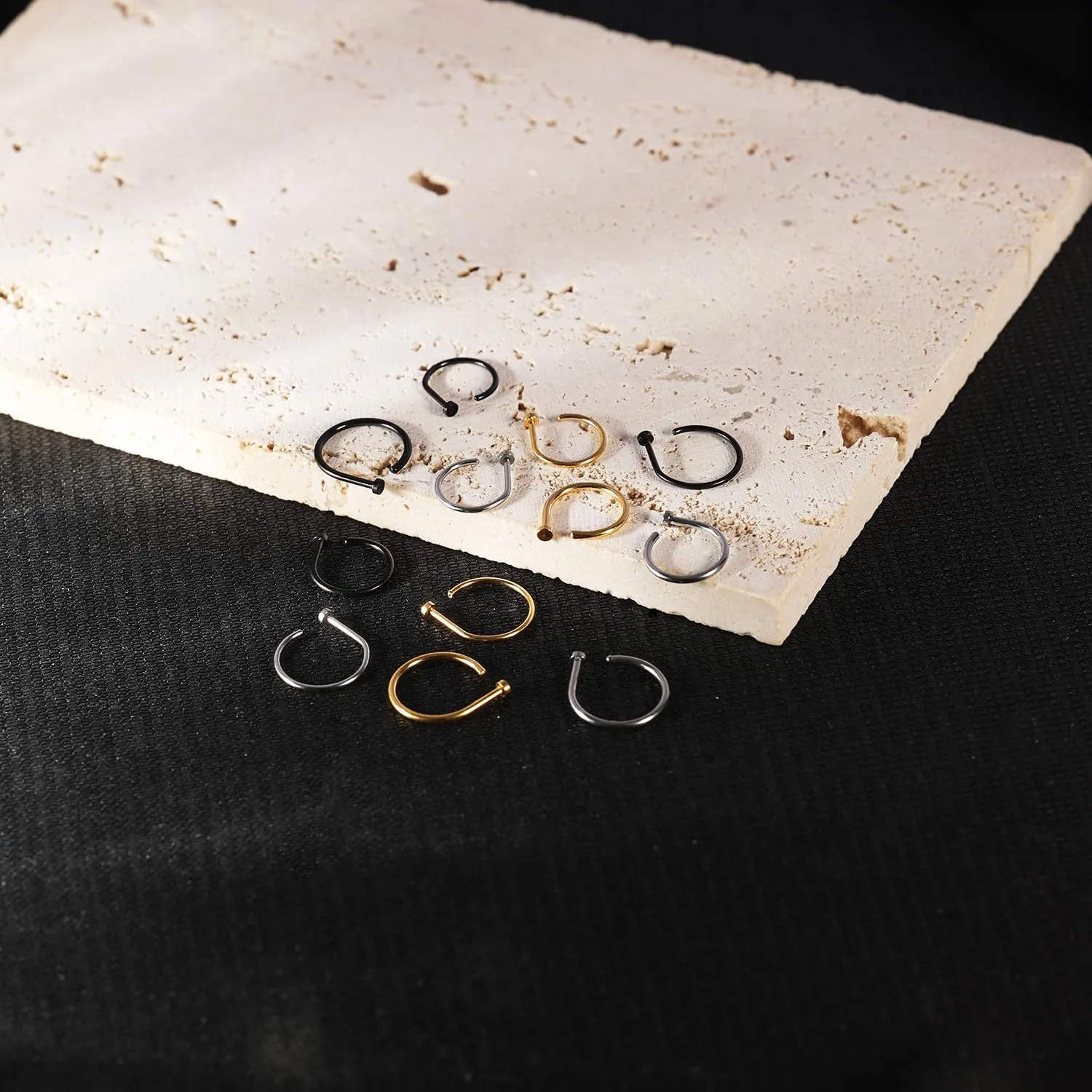 316L Surgical Stainless Steel Nose Ring Hoop Set 18G/20G  Hypoallergenic Thin D-Shaped Nose Rings Hoops, Nose Piercing Jewelry Nose Screw Septum Lip Tragus & Cartilage Earrings for Women Men