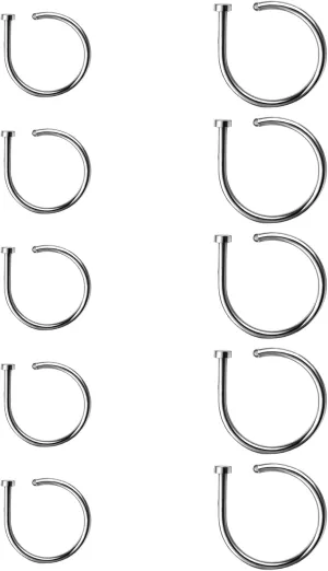 316L Surgical Stainless Steel Nose Ring Hoop Set 18G/20G  Hypoallergenic Thin D-Shaped Nose Rings Hoops, Nose Piercing Jewelry Nose Screw Septum Lip Tragus & Cartilage Earrings for Women Men