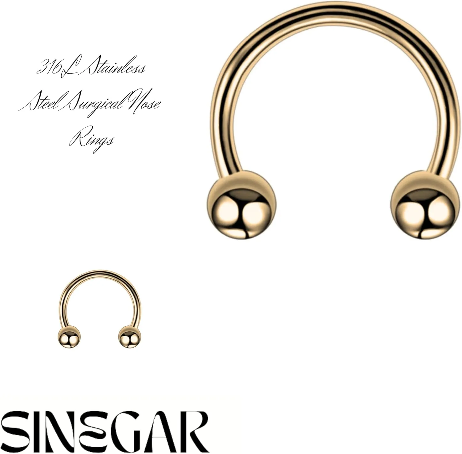 316L Surgical Steel 16G Horseshoe Circular Rings-Circular Rings,Ear Piercing,Nose Piercing, Lip Piercing, Eyebrow Piercing, Helix Piercing, Daith Piercing, Tragus Piercing,