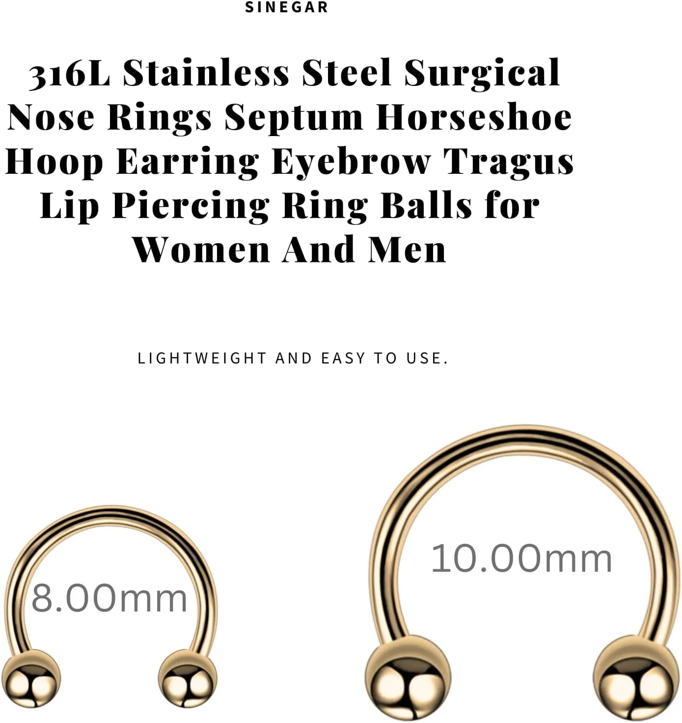 316L Surgical Steel 16G Horseshoe Circular Rings-Circular Rings,Ear Piercing,Nose Piercing, Lip Piercing, Eyebrow Piercing, Helix Piercing, Daith Piercing, Tragus Piercing,