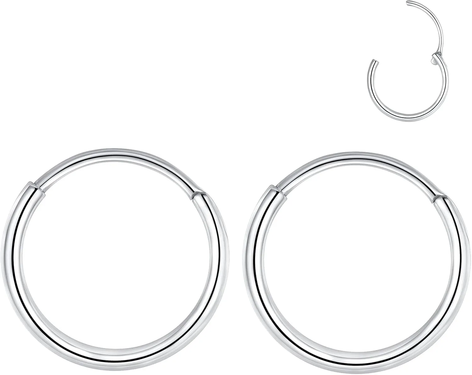 316L Surgical Steel Endless Hoop Earrings Nose Rings Hinged Segment Rings Cartilage Earrings Hoop Septum Rings Daith Helix Rook Conch Tragus Piercing Jewelry Lip Rings