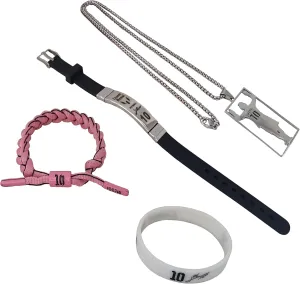 4 Pack Argetina 10 Necklace 24'' Stainless Steel Soccer Chain Necklaces #10 Silicone Wristband Sport fans Braided Bracelets