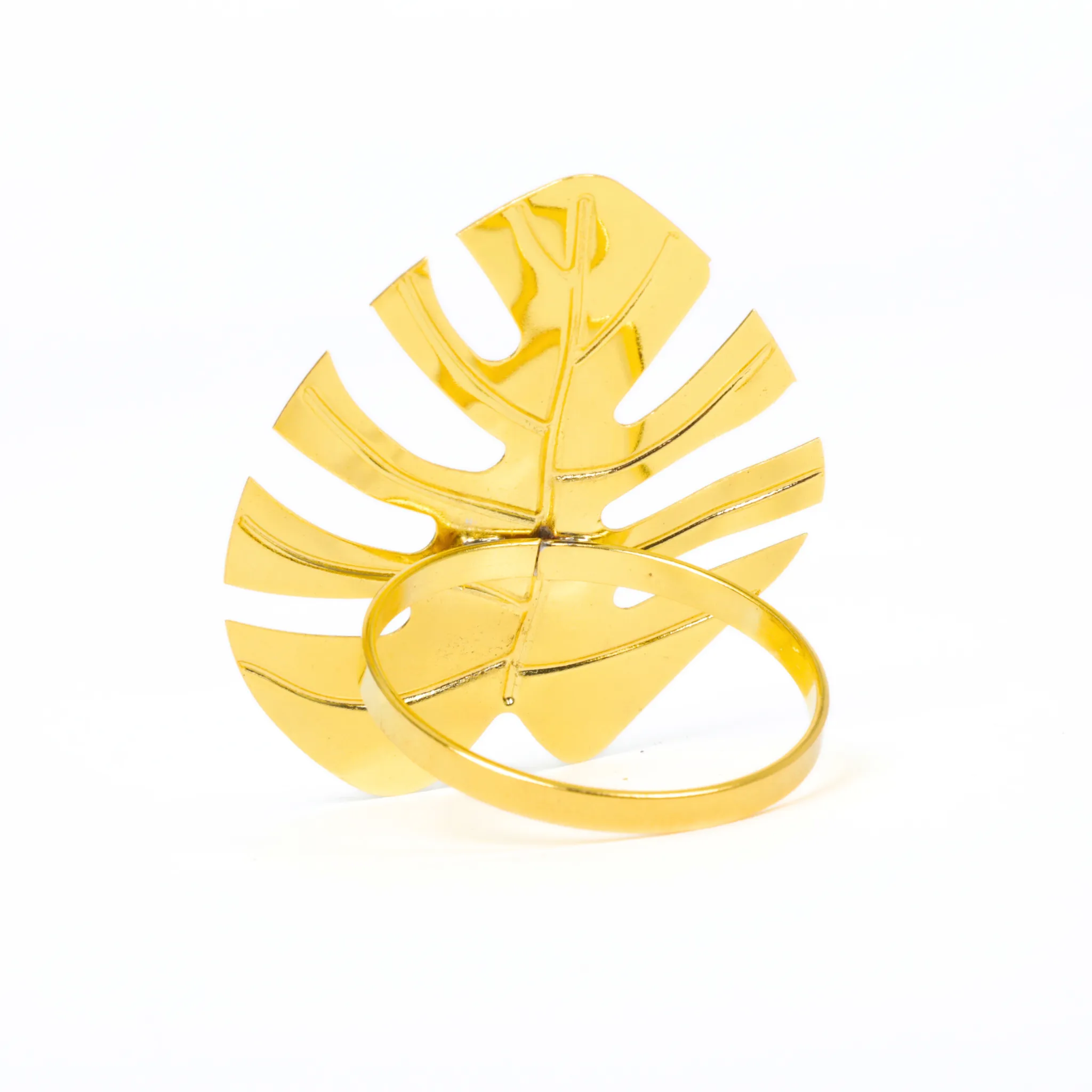 4 pc/pk Gold Monstera Leaf Napkin Ring