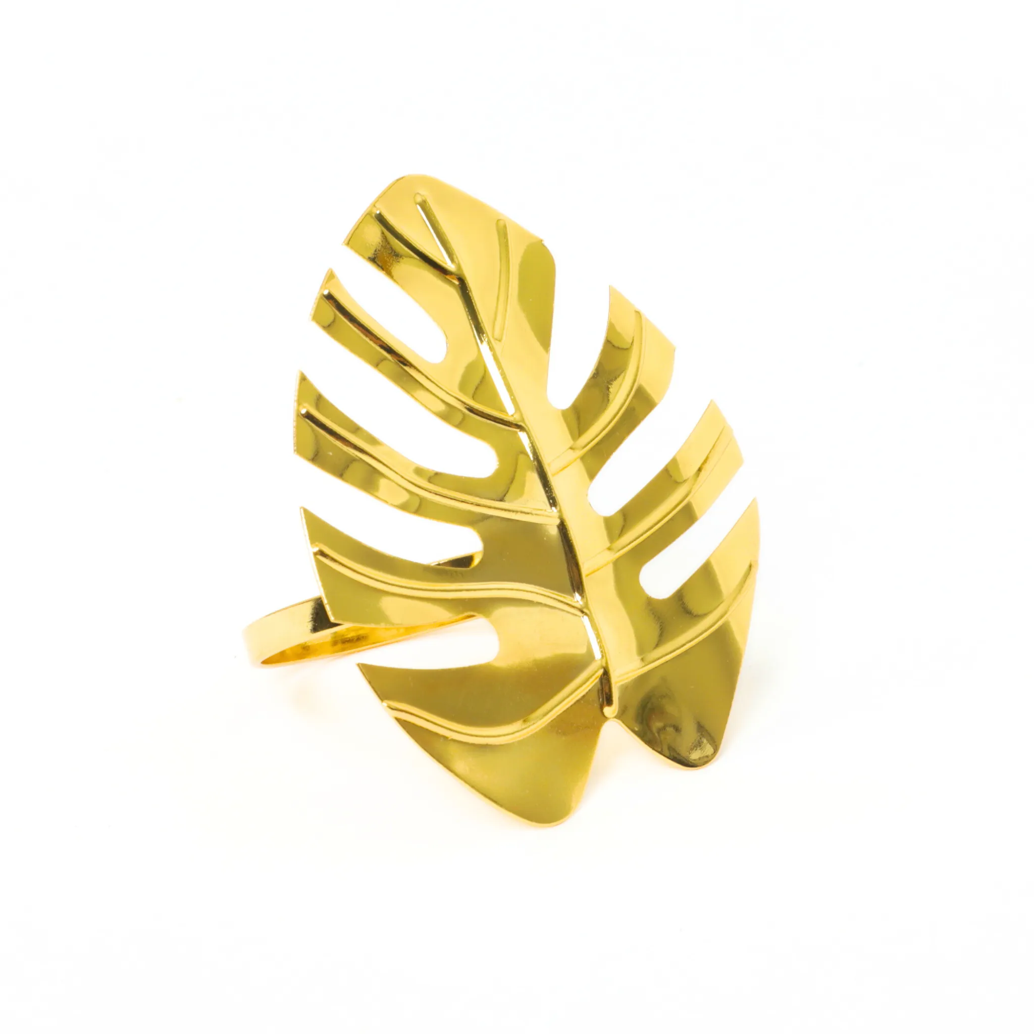4 pc/pk Gold Monstera Leaf Napkin Ring
