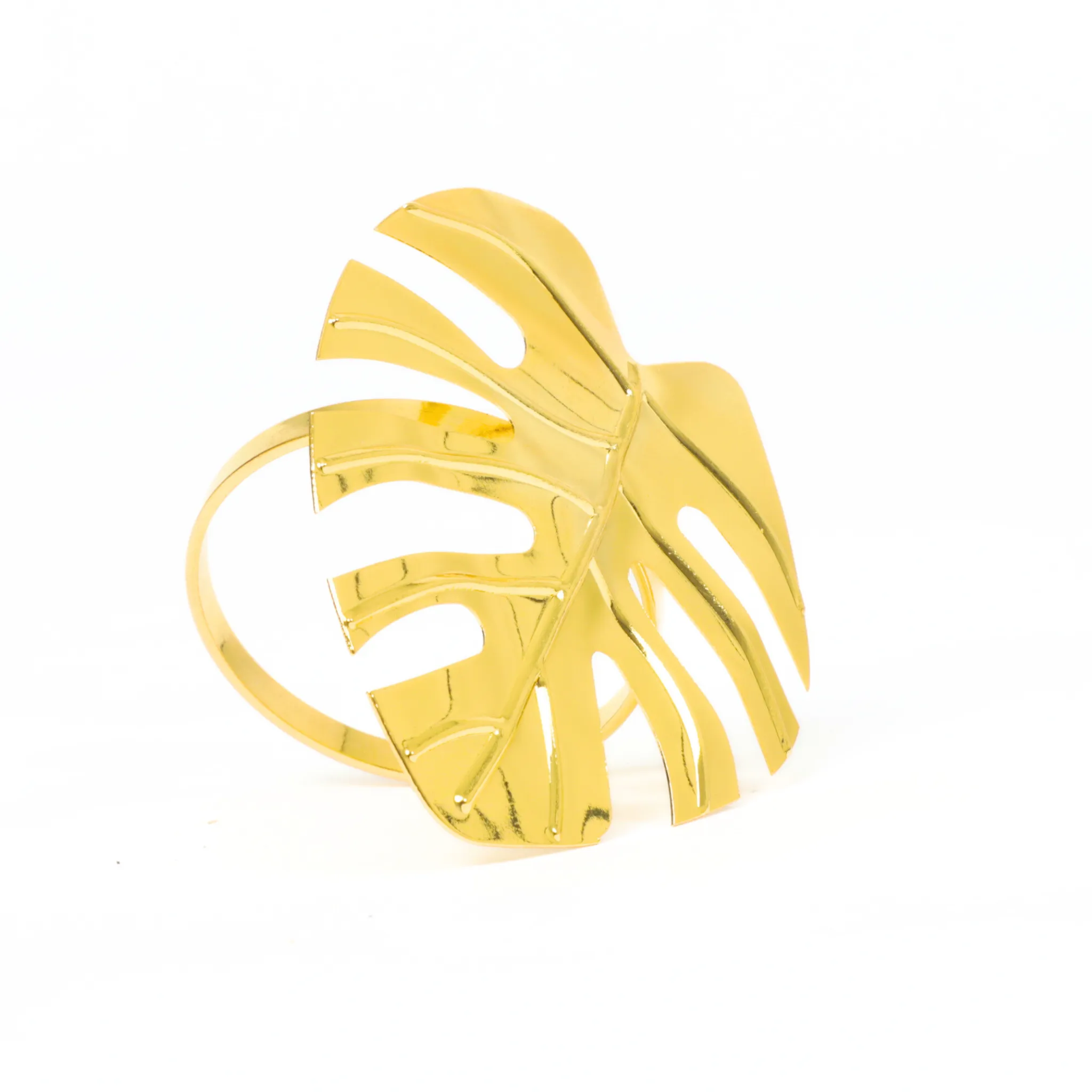 4 pc/pk Gold Monstera Leaf Napkin Ring