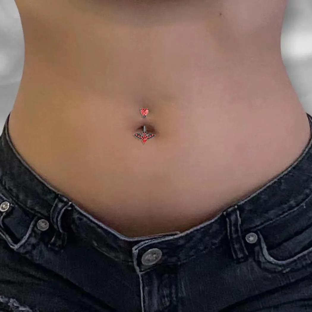 4 Pcs Snake Belly Rings for Women Surgical Steel Navel Rings Rhinestone Navel Barbell Butterfly Snake Belly Button Ring Set 304L Nightclub Halloween Body Jewelry Piercing for Women
