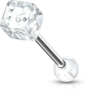 5 Mm Acrylic Dice Ball On Surgical Steel Barbells Tongue Rings Clear Body Piercing Unique Jewelry For Women Delicate Design