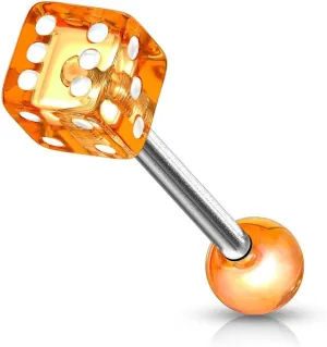 5 Mm Acrylic Dice Ball On Surgical Steel Barbells Tongue Rings Orange Body Piercing Unique Jewelry For Women Delicate Design