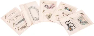 5 Pcs Travel Jewelry Bags,Jewelry Organizers and Storage,Clear Velvet Zipper Pockets Bag for Travel,Jewels Storage Pouch for Gem Diamond Bracelets Earrings Women Girls Trip Business