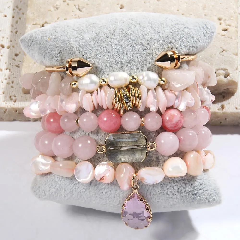 5PCS 6PCS Natural Boho Beaded Bracelets/Bangle for Women Men,Healing Turquoise Jasper Agate Crystal Gemstone Stone Chakra Multilayer Wrap Bohemian Handmade Jewelry Beads Stretch Bracelet Set