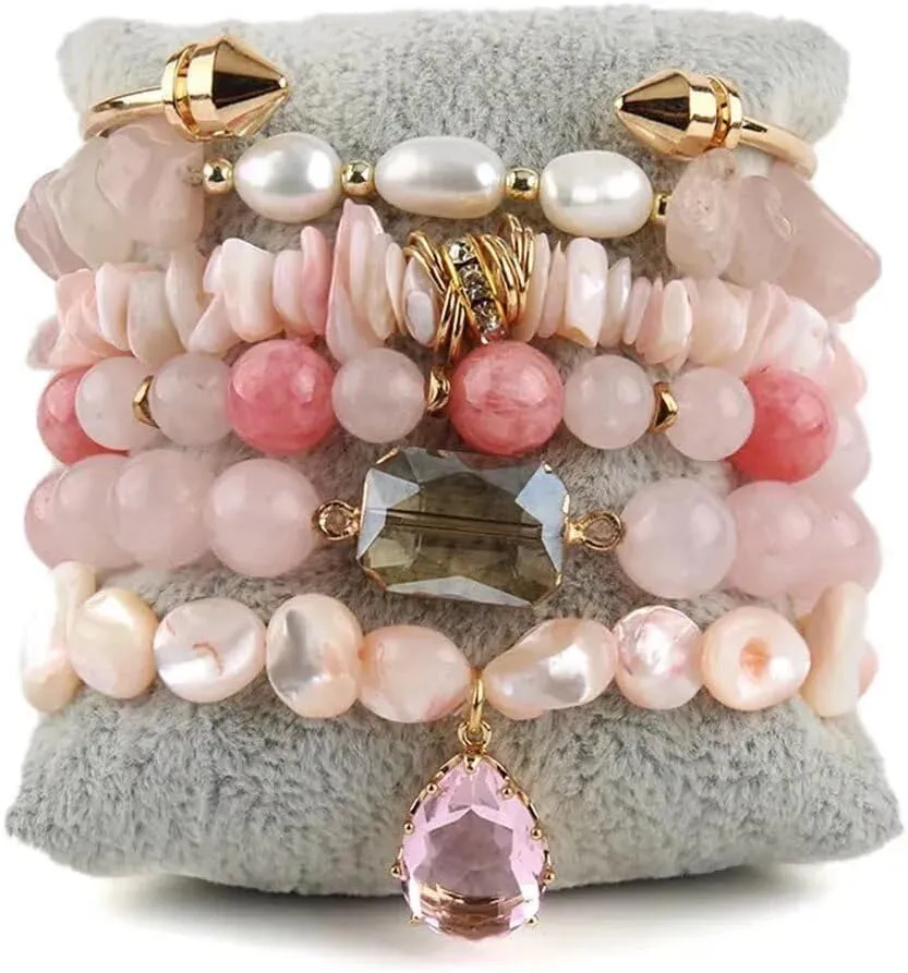 5PCS 6PCS Natural Boho Beaded Bracelets/Bangle for Women Men,Healing Turquoise Jasper Agate Crystal Gemstone Stone Chakra Multilayer Wrap Bohemian Handmade Jewelry Beads Stretch Bracelet Set