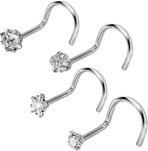 6pcs 20g Clear Nose Stud Set for Women & Men 2mm Crystal (choose COLOR)