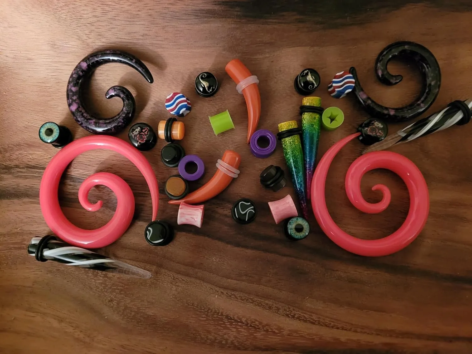 8 Pair Assortment Mix of Ear Plugs Tapers Spirals Tunnels Acrylic Steel Organic Gauges Sizes 8g-5/8