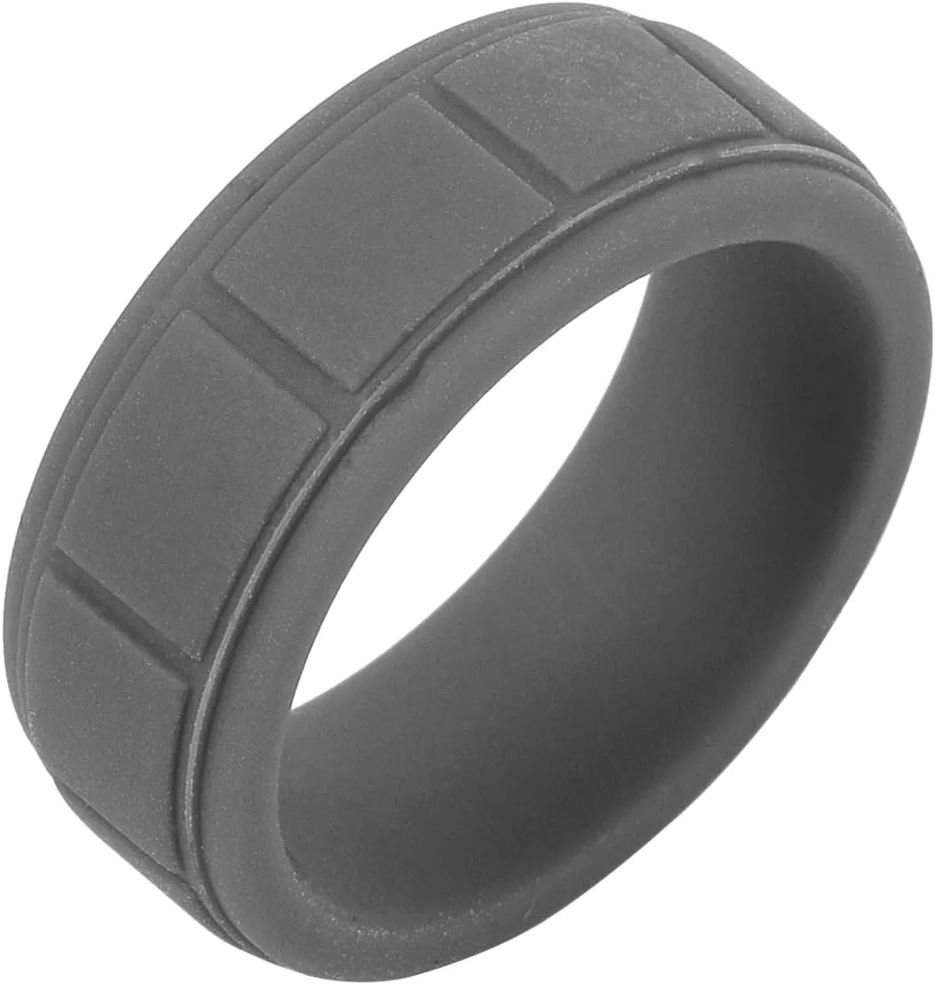 8MM Soft Lightweight Check Silicone Bible Verse Rings for Men Women Comfort Silicone Inspirational Faith Cross Ring Christian Religious Birthday Gift,Size 8-13