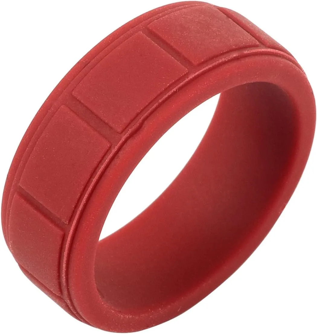 8MM Soft Lightweight Check Silicone Bible Verse Rings for Men Women Comfort Silicone Inspirational Faith Cross Ring Christian Religious Birthday Gift,Size 8-13