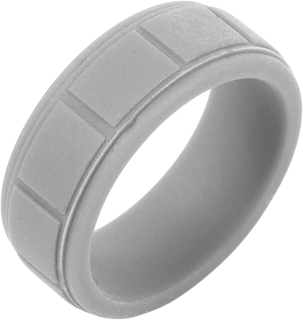 8MM Soft Lightweight Check Silicone Bible Verse Rings for Men Women Comfort Silicone Inspirational Faith Cross Ring Christian Religious Birthday Gift,Size 8-13