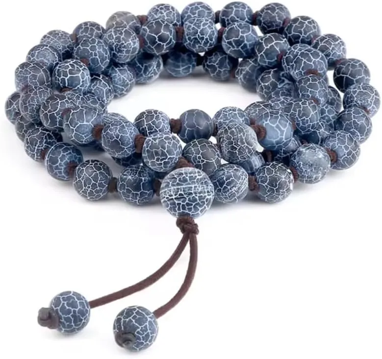 8mm Weathered Stone Bracelet Natural Buddha Prayer Beads Necklace For Women Men Yoga Bracelets
