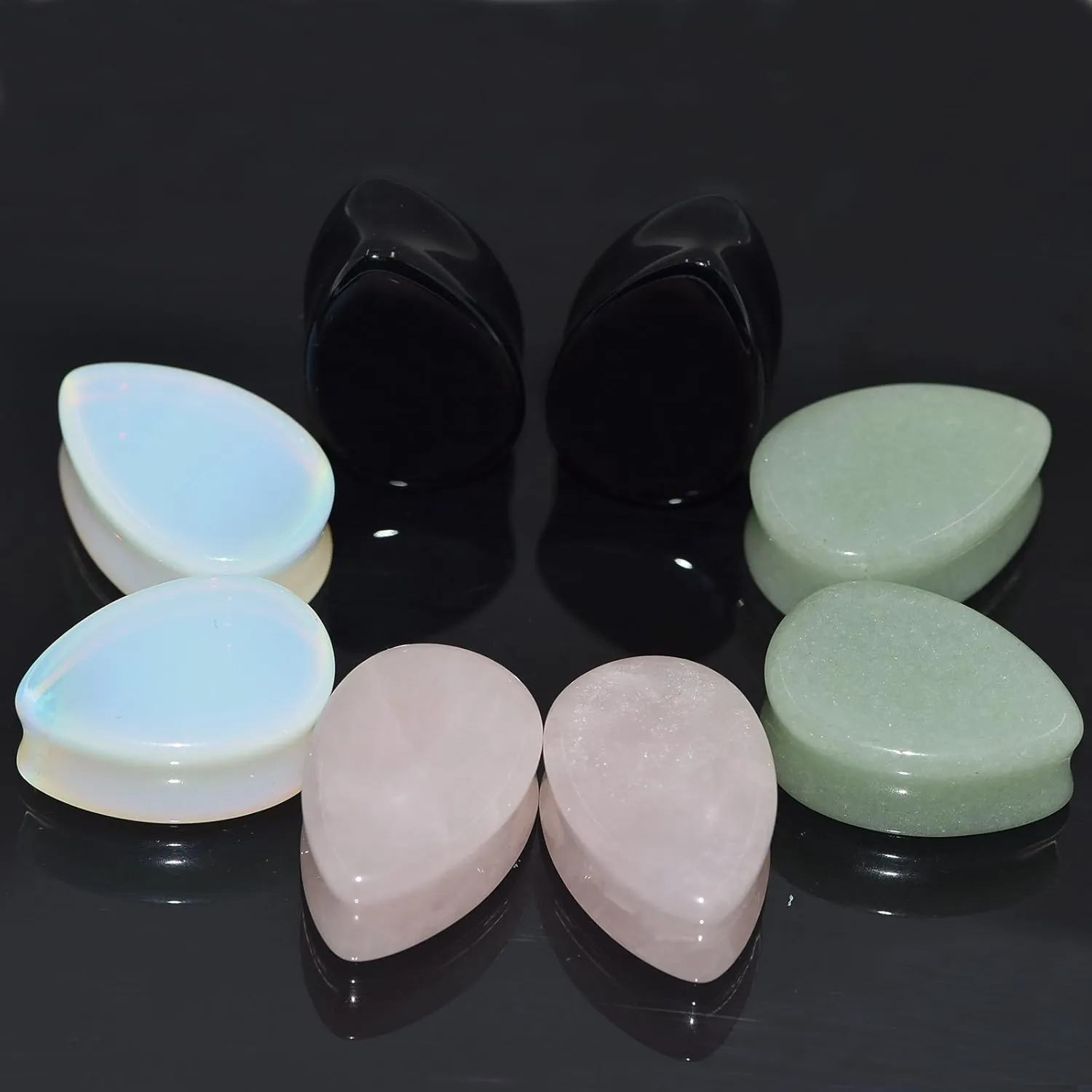 8Pcs 2g-5/8 Oversized Teardrop Ear Gauge Plugs Tunnels Saddle Expander Piercing Jewelry
