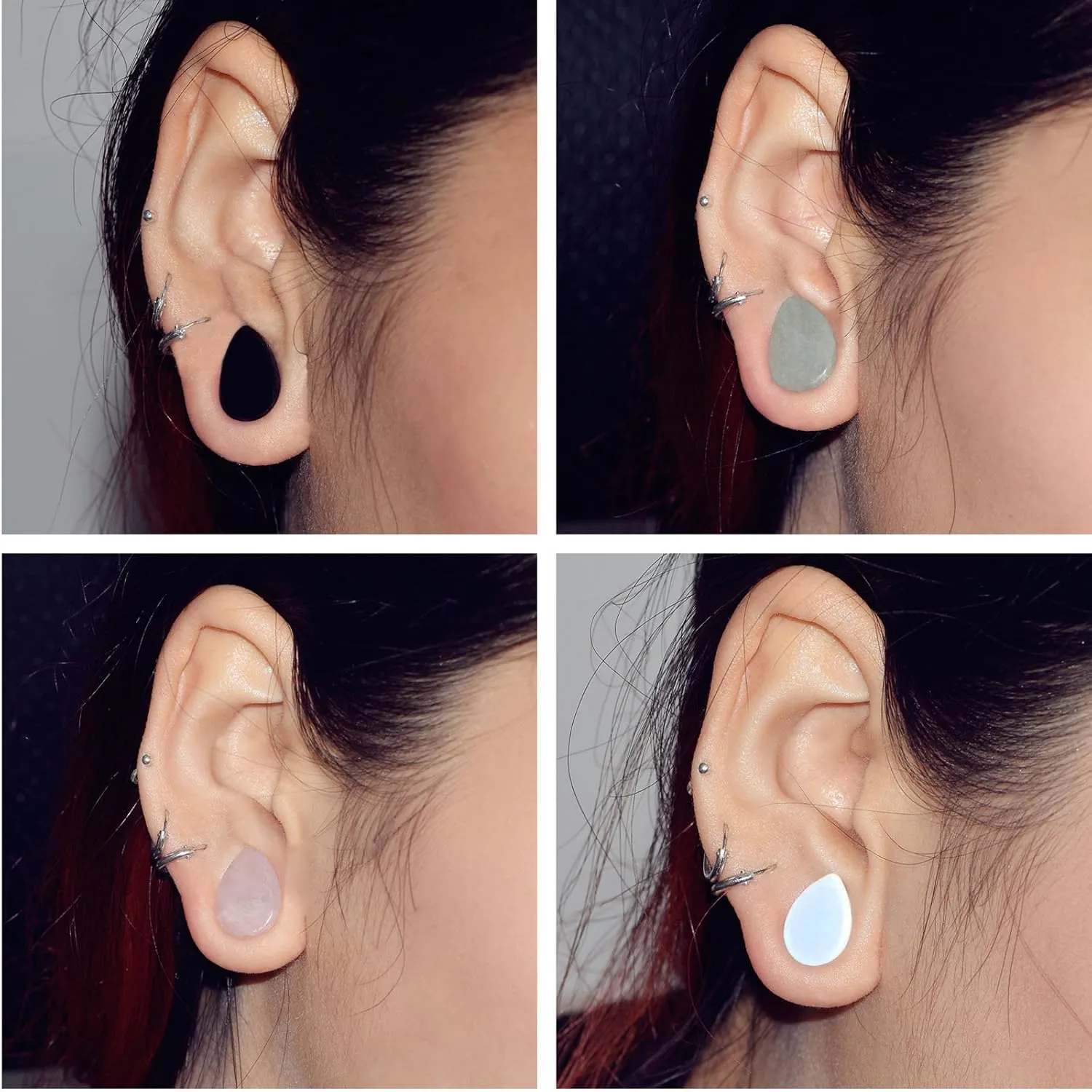 8Pcs 2g-5/8 Oversized Teardrop Ear Gauge Plugs Tunnels Saddle Expander Piercing Jewelry
