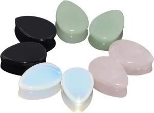 8Pcs 2g-5/8 Oversized Teardrop Ear Gauge Plugs Tunnels Saddle Expander Piercing Jewelry