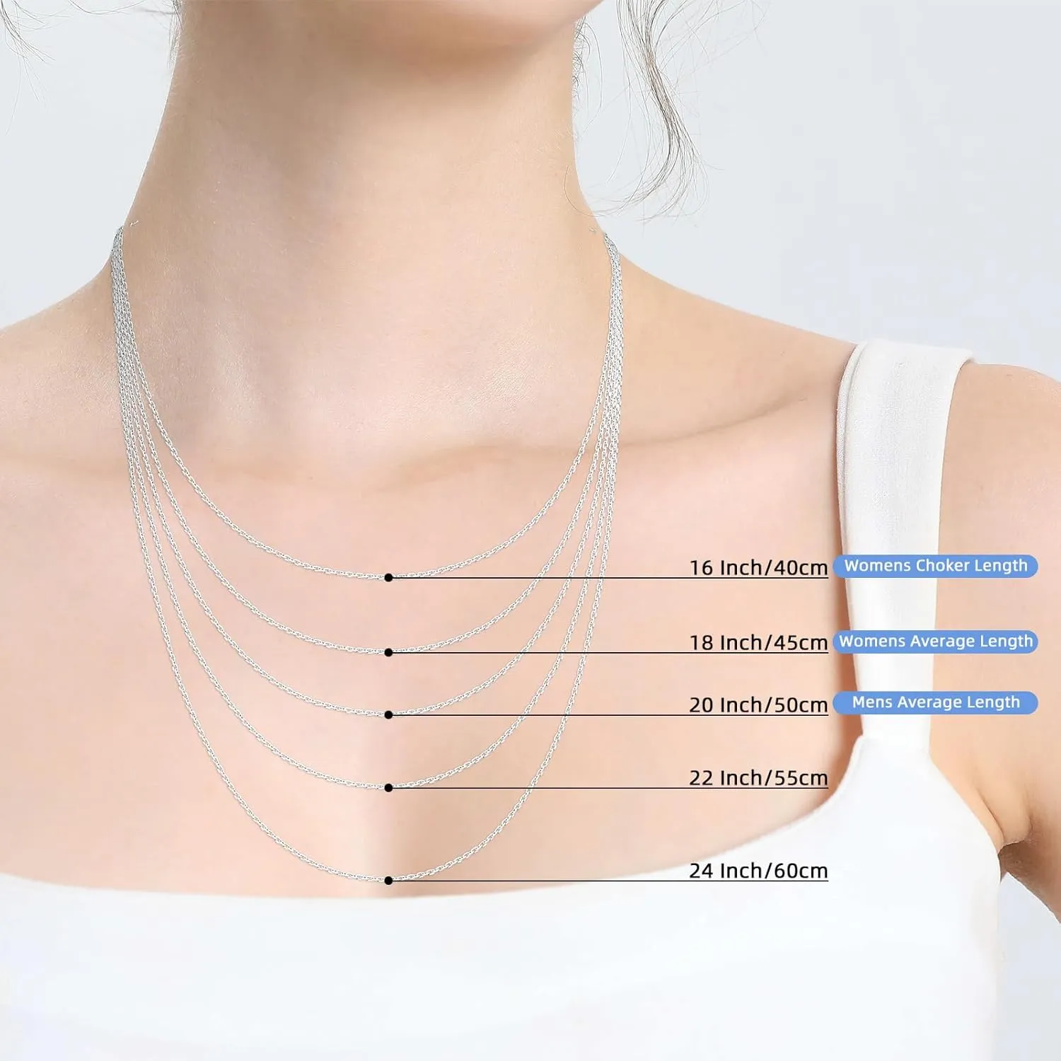 925 Sterling Silver 1.0mm Box Chain Necklace for Women, 18K Gold, Rose Gold, White Gold Plated Thin Dainty Women's Chain Necklaces 16 18 20 22 24 Inch