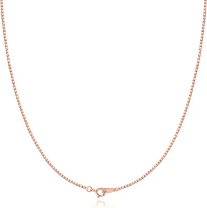 925 Sterling Silver 1.0mm Box Chain Necklace for Women, 18K Gold, Rose Gold, White Gold Plated Thin Dainty Women's Chain Necklaces 16 18 20 22 24 Inch