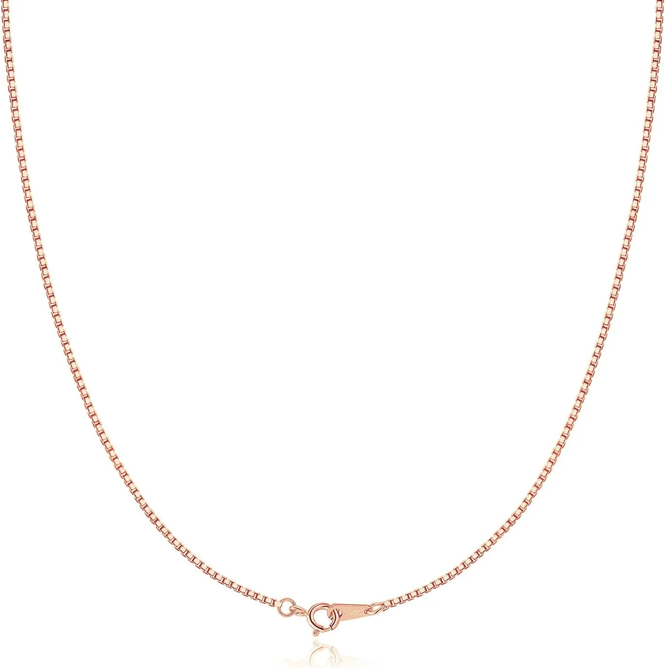 925 Sterling Silver 1.0mm Box Chain Necklace for Women, 18K Gold, Rose Gold, White Gold Plated Thin Dainty Women's Chain Necklaces 16 18 20 22 24 Inch