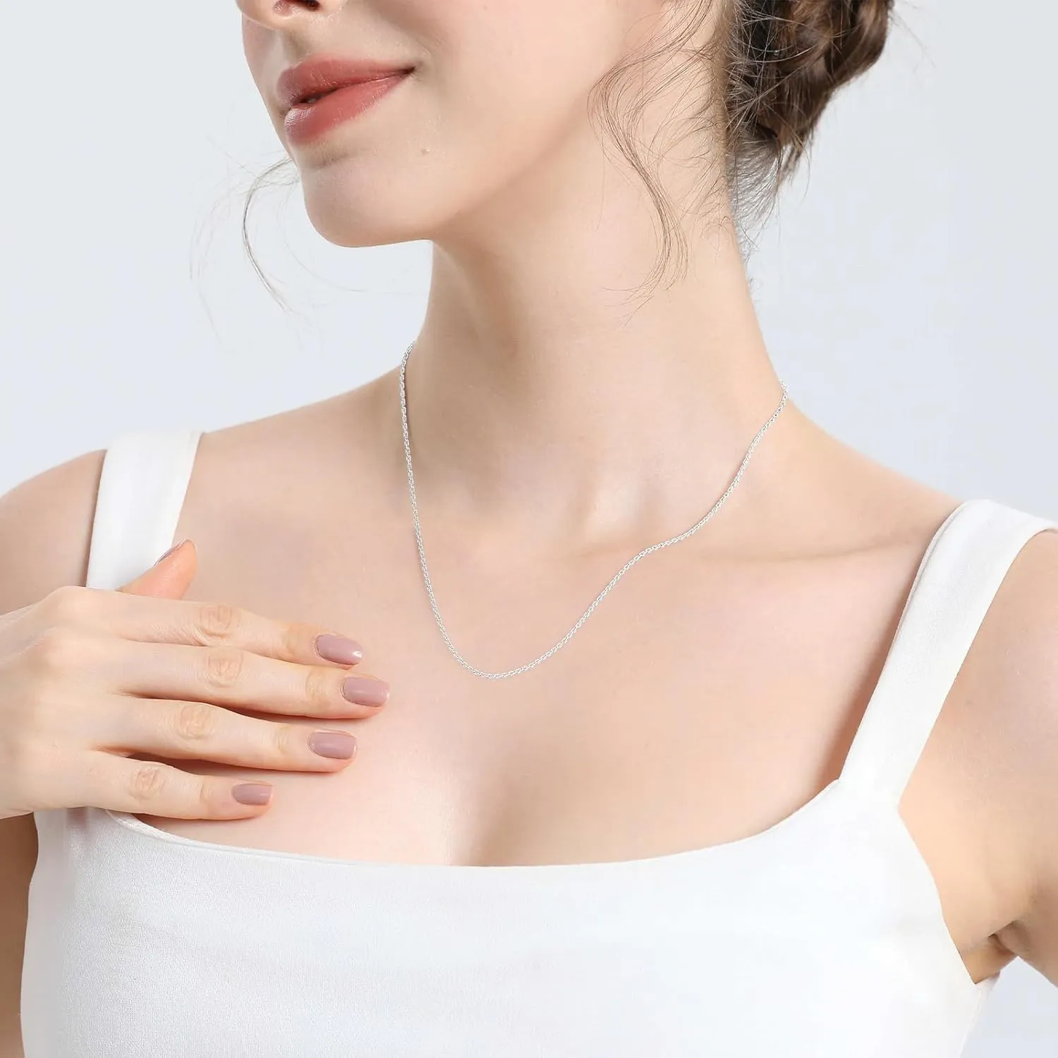 925 Sterling Silver 1.0mm Box Chain Necklace for Women, 18K Gold, Rose Gold, White Gold Plated Thin Dainty Women's Chain Necklaces 16 18 20 22 24 Inch