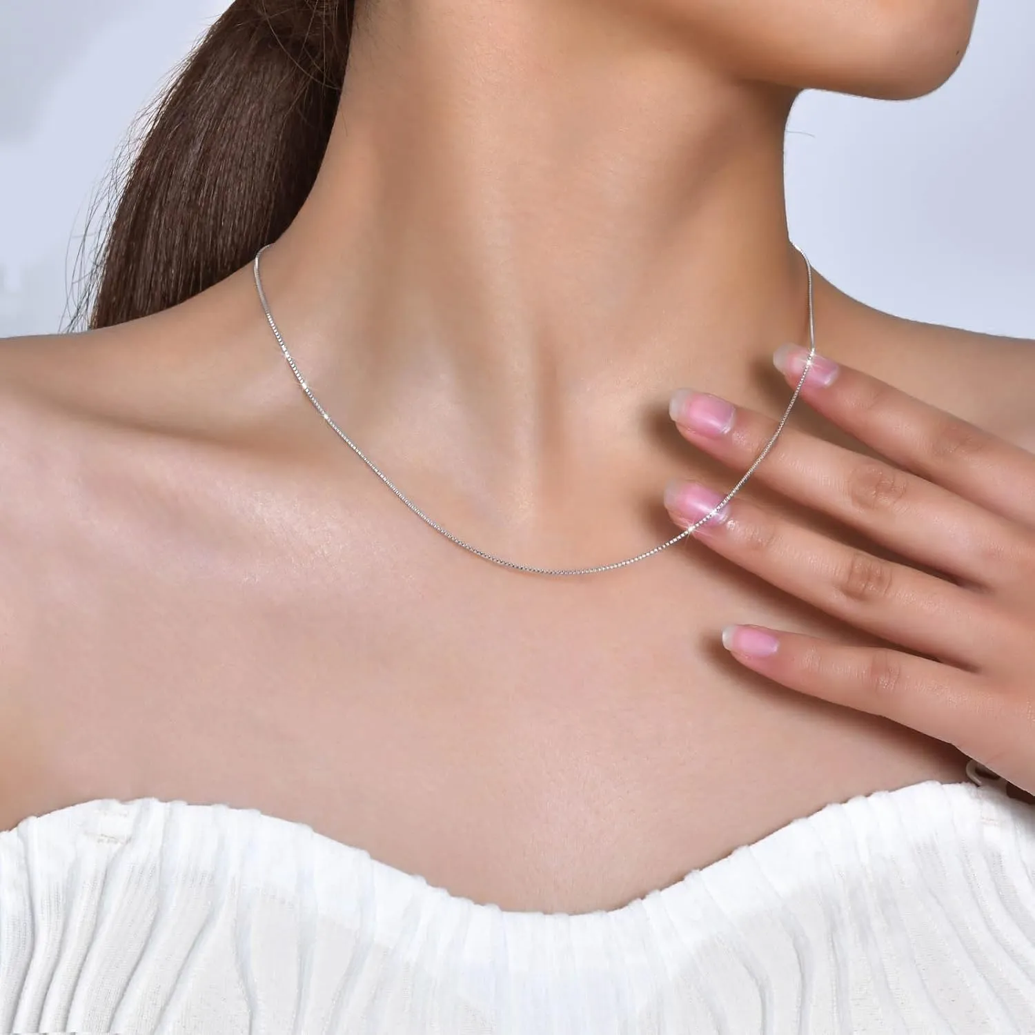 925 Sterling Silver Chain Necklace for Women 0.8mm Box Chain Dainty Women Chain Necklaces for Anniversary Birthday Valentine's Day or Christmas Gifts for Wife Mom Friends 16 18 20 22 24 Inch