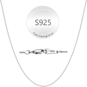 925 Sterling Silver Chain Necklace for Women 0.8mm Box Chain Dainty Women Chain Necklaces for Anniversary Birthday Valentine's Day or Christmas Gifts for Wife Mom Friends 16 18 20 22 24 Inch