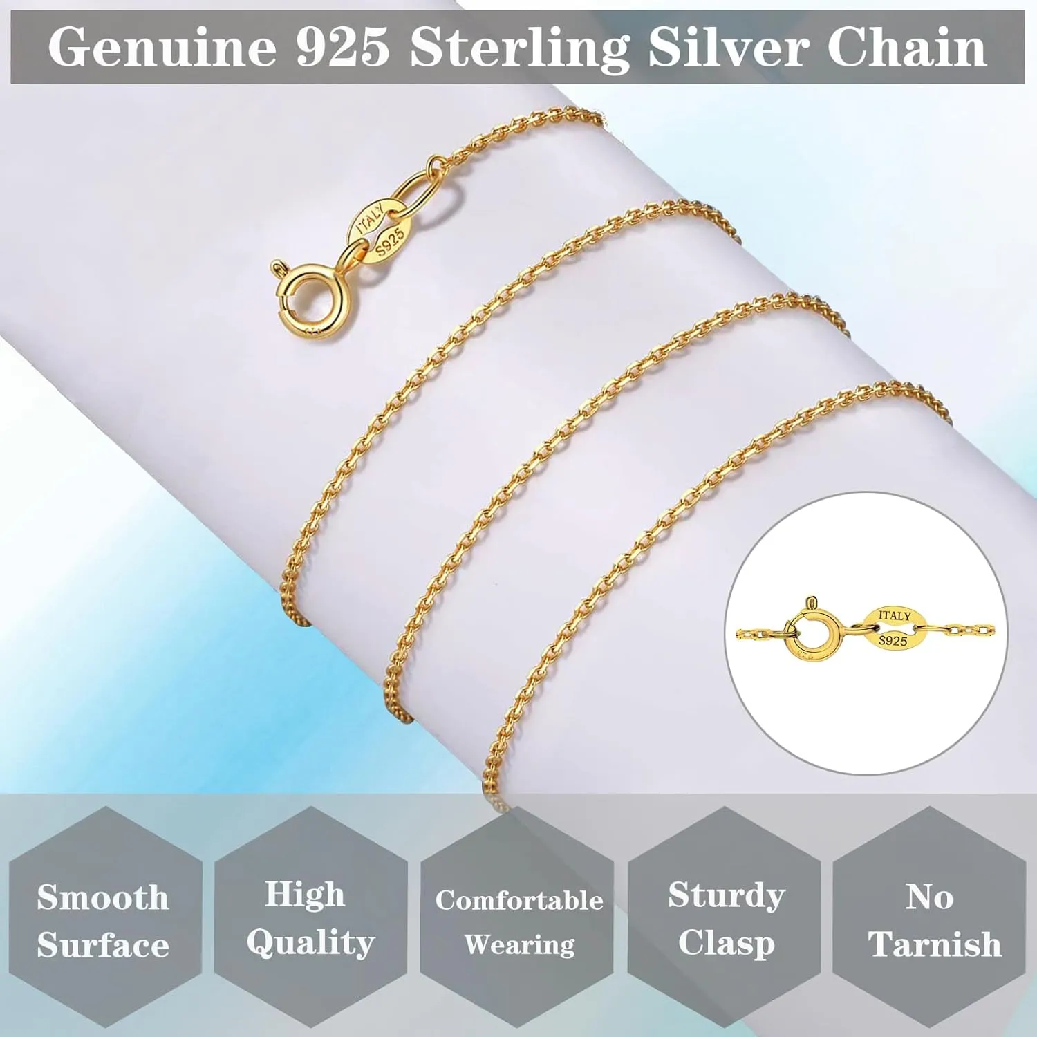 925 Sterling Silver Chain Necklace for Women Girls, 1.1mm Cable Link Chain Necklace, Dainty Women Chain Necklaces 16 18 20 22 24 Inch for Mom Daughter Birthday Party