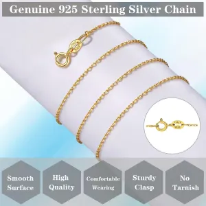 925 Sterling Silver Chain Necklace for Women Girls, 1.1mm Cable Link Chain Necklace, Dainty Women Chain Necklaces 16 18 20 22 24 Inch for Mom Daughter Birthday Party